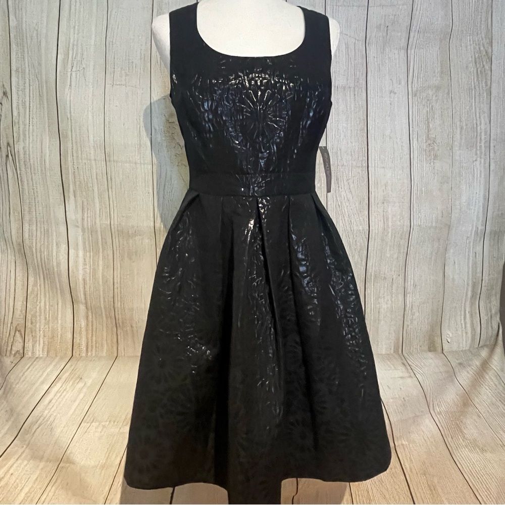 eva mendes for New York & Company Black Textured Fit-and-Flare Dress